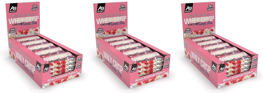 All Stars Whey-Crisp Bar White Chocolate Raspberry Crunch 50g x3 3x50 g Riegel