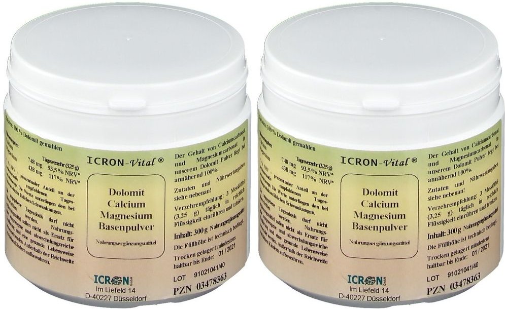 Dolomit Calcium Magnes.Basen Pulver Icron Vital 2x 2x300 g