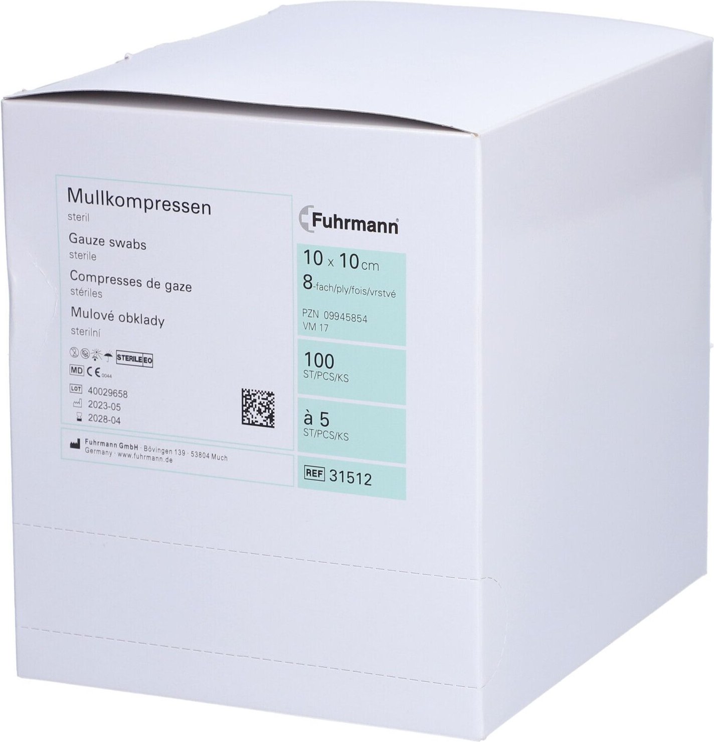 Mullkompressen Set 10x10 cm steril 8fach 20x5 St Kompressen