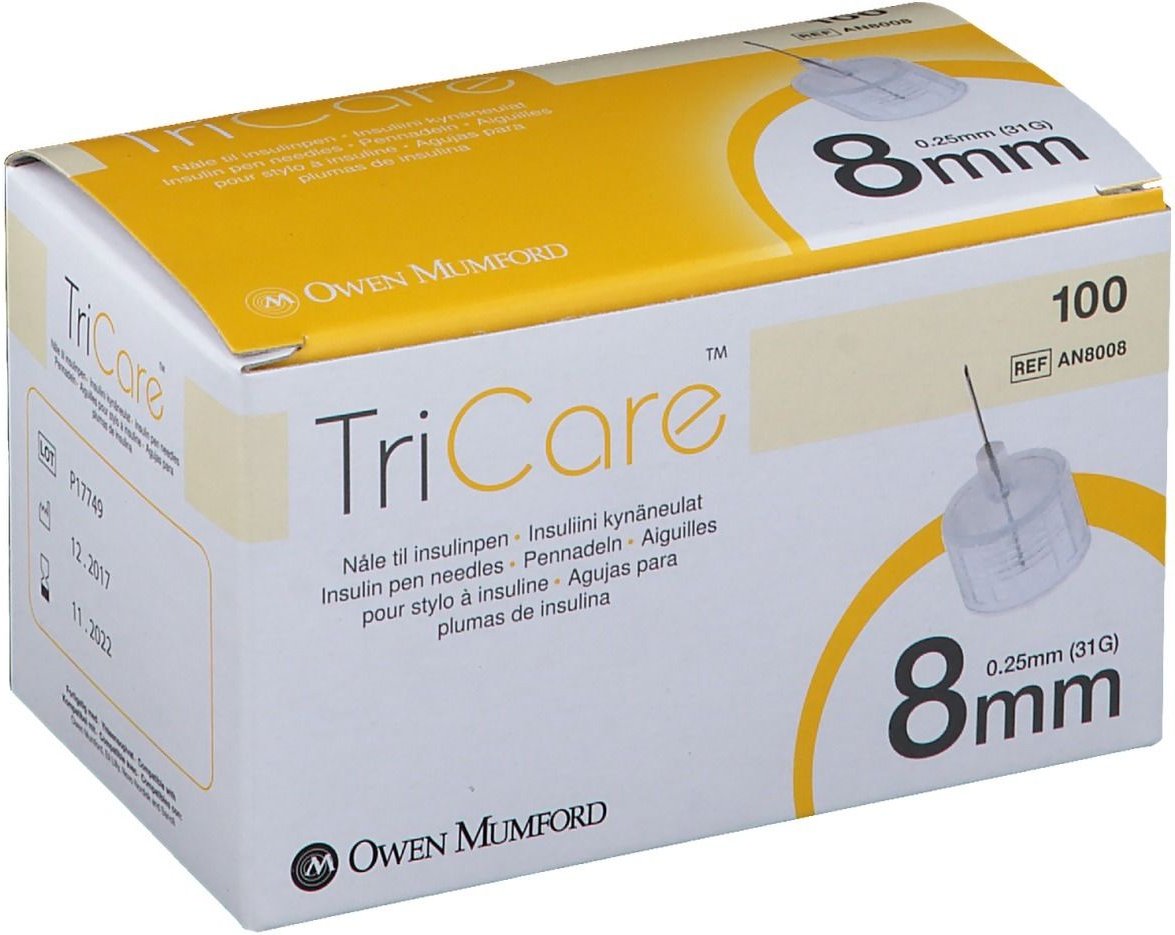 Tricare Pen-Nadeln 8 mm 100 St Kanüle