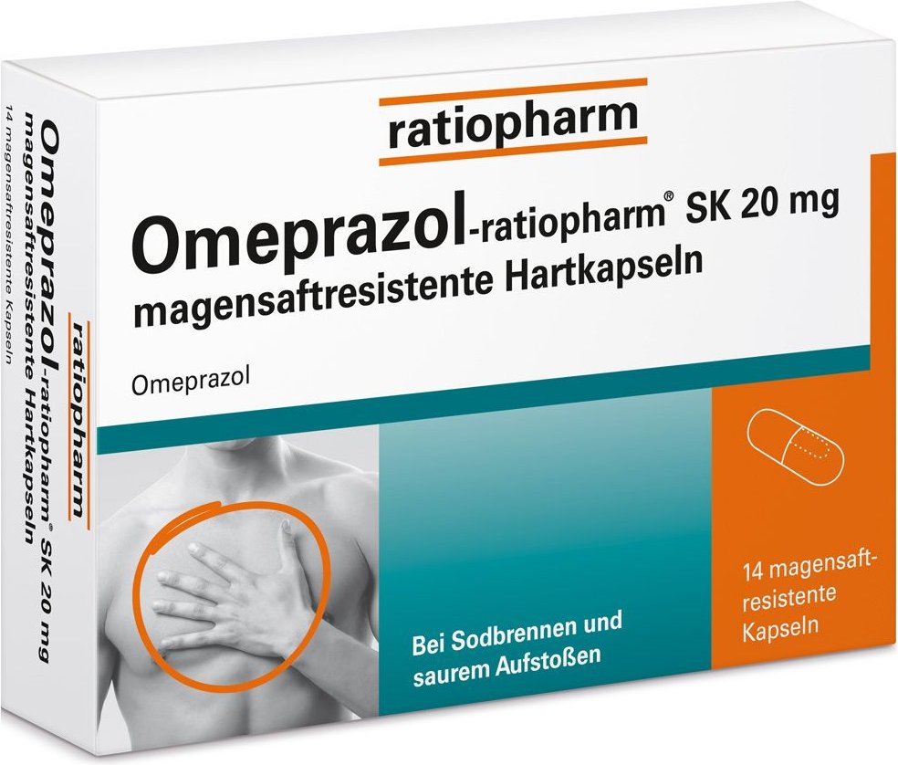 OMEPRAZOL-ratiopharm SK 20 mg magensaftr.Hartkaps. 14 St Magensaftresistente Hartkapseln