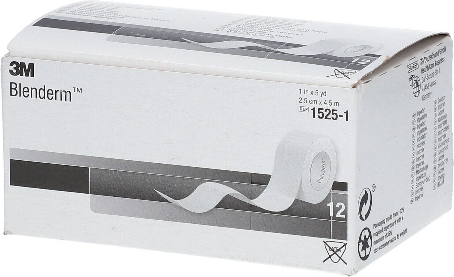 Blenderm Wundpflaster 2,5 cmx4,6 m 1525-1 12 St Pflaster