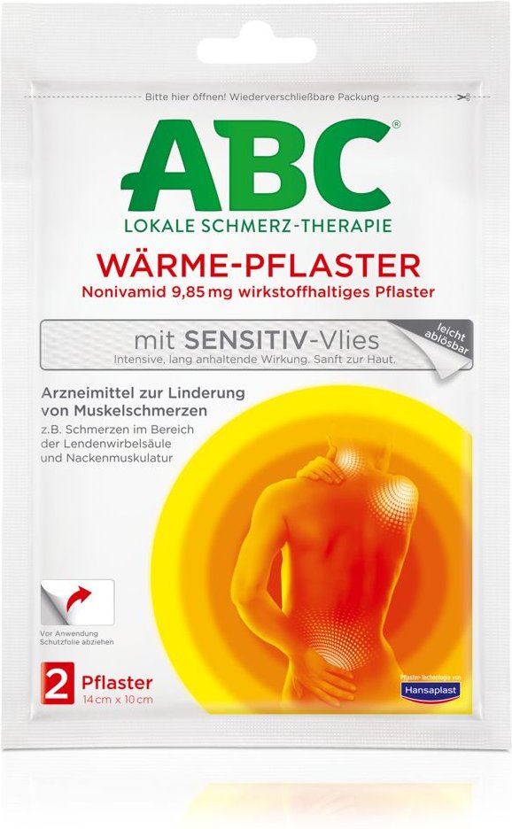 ABC Wärme-Pflaster sensitive-Vlies Hansaplast med 2 St Pflaster