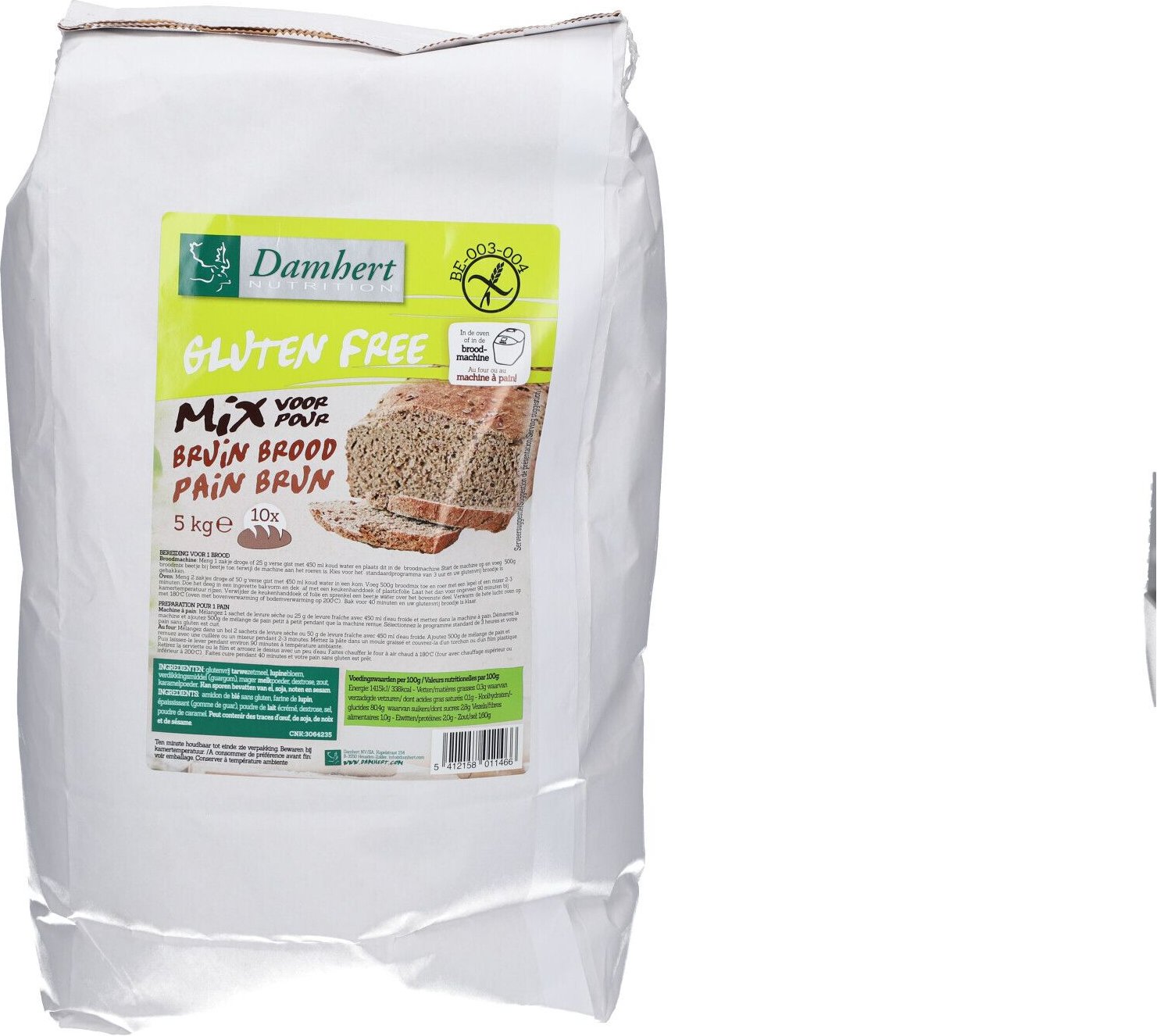 Damhert Glutenvrije Broodmix Bruin 5 kg Pulver