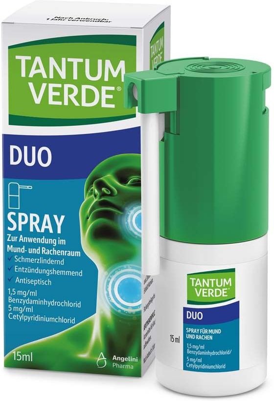 Tantum Verde duo 1,5mg/ml+5mg/ml Spray Anw.Mundhö. 15 ml