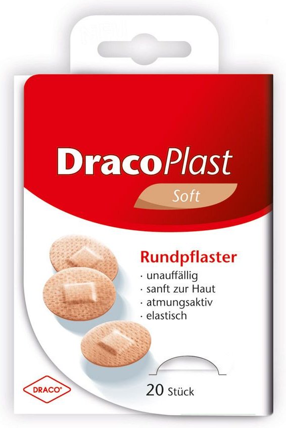Dracoplast Soft Pflaster 2,2 cm rund hautf. 20 St