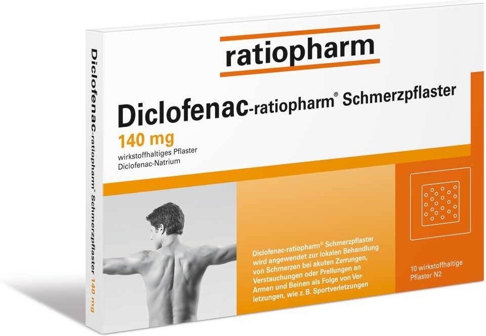 DICLOFENAC-ratiopharm Schmerzpflaster 10 St Pflaster
