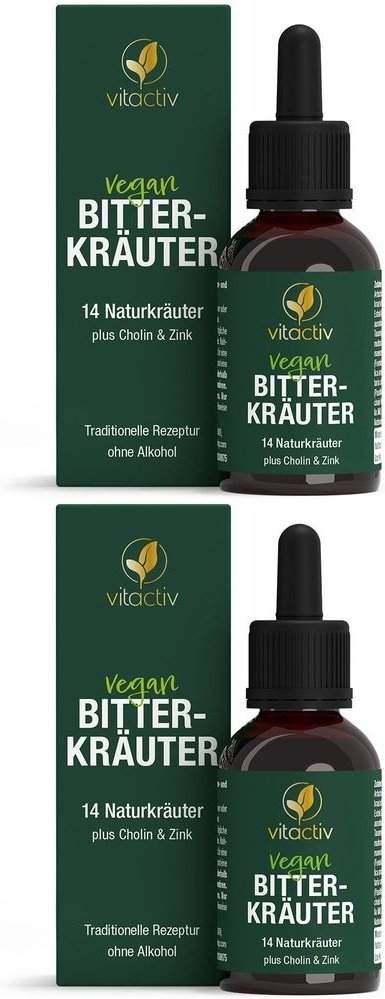 Vitactiv Bitterkräuter Tropfen ohne Alkohol 2x 2x50 ml
