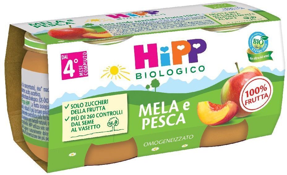 Hipp BIO Omog Mela/Pesca 2X80G 2x80 g Brei