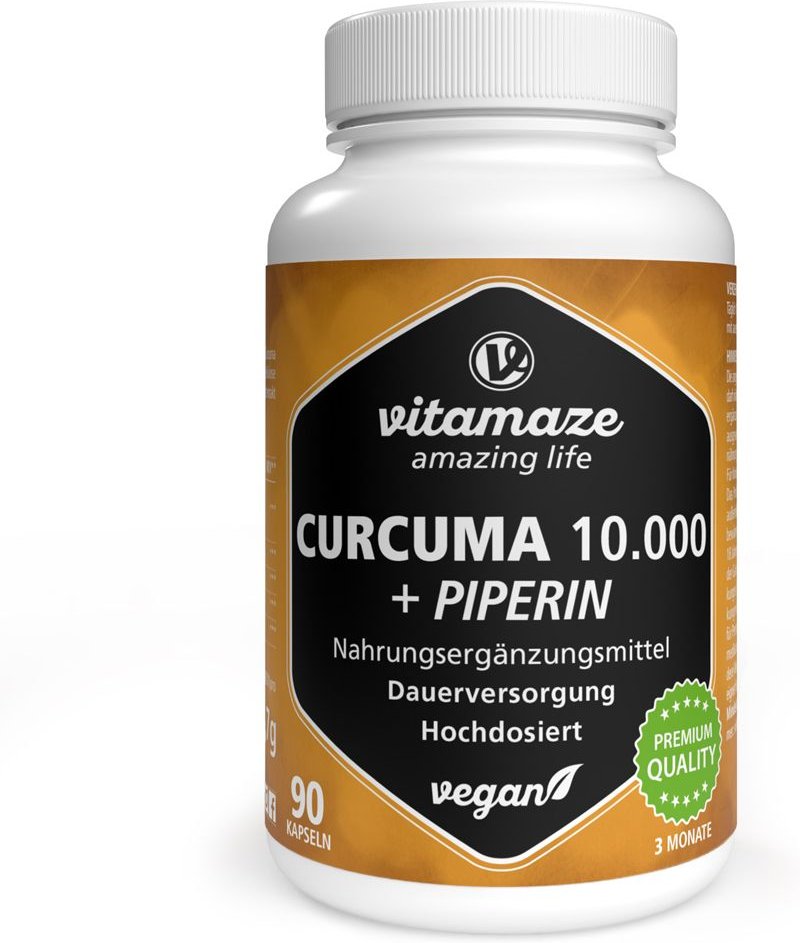 Thumbnail - Curcuma 10.000+Piperin hochdosiert vegan Kapseln 90 St