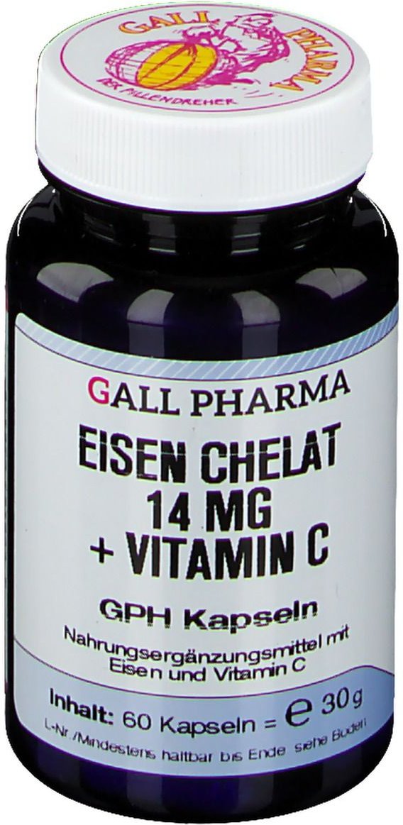 Eisen Chelat 14 mg+Vitamin C GPH Kapseln 60 St