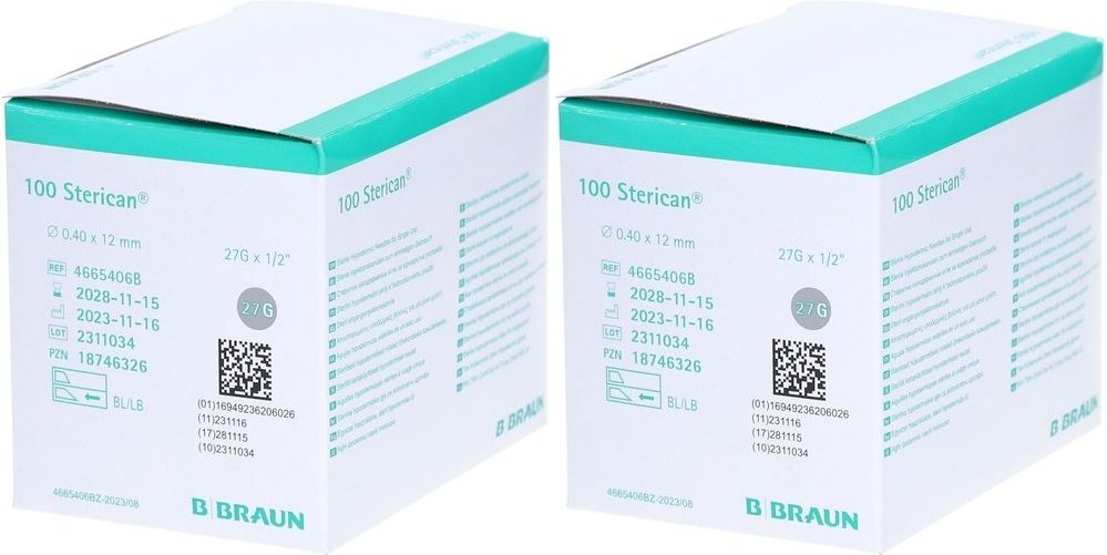 Sterican Einmalkanüle 27 G 12 mm 2x 2x100 St Kanüle