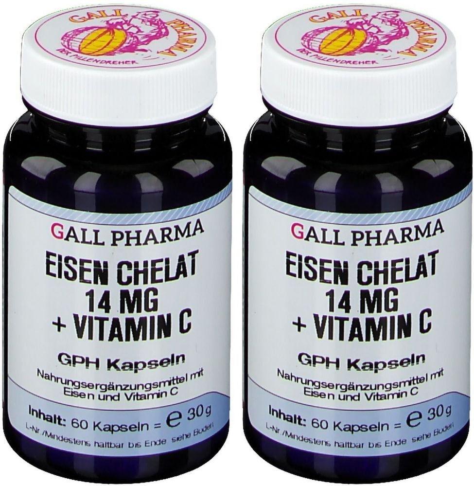 Eisen Chelat 14 mg+Vitamin C GPH Kapseln 2x 2x60 St