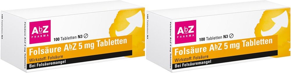 Folsäure AbZ 5 mg Doppelpack 2x100 St Tabletten