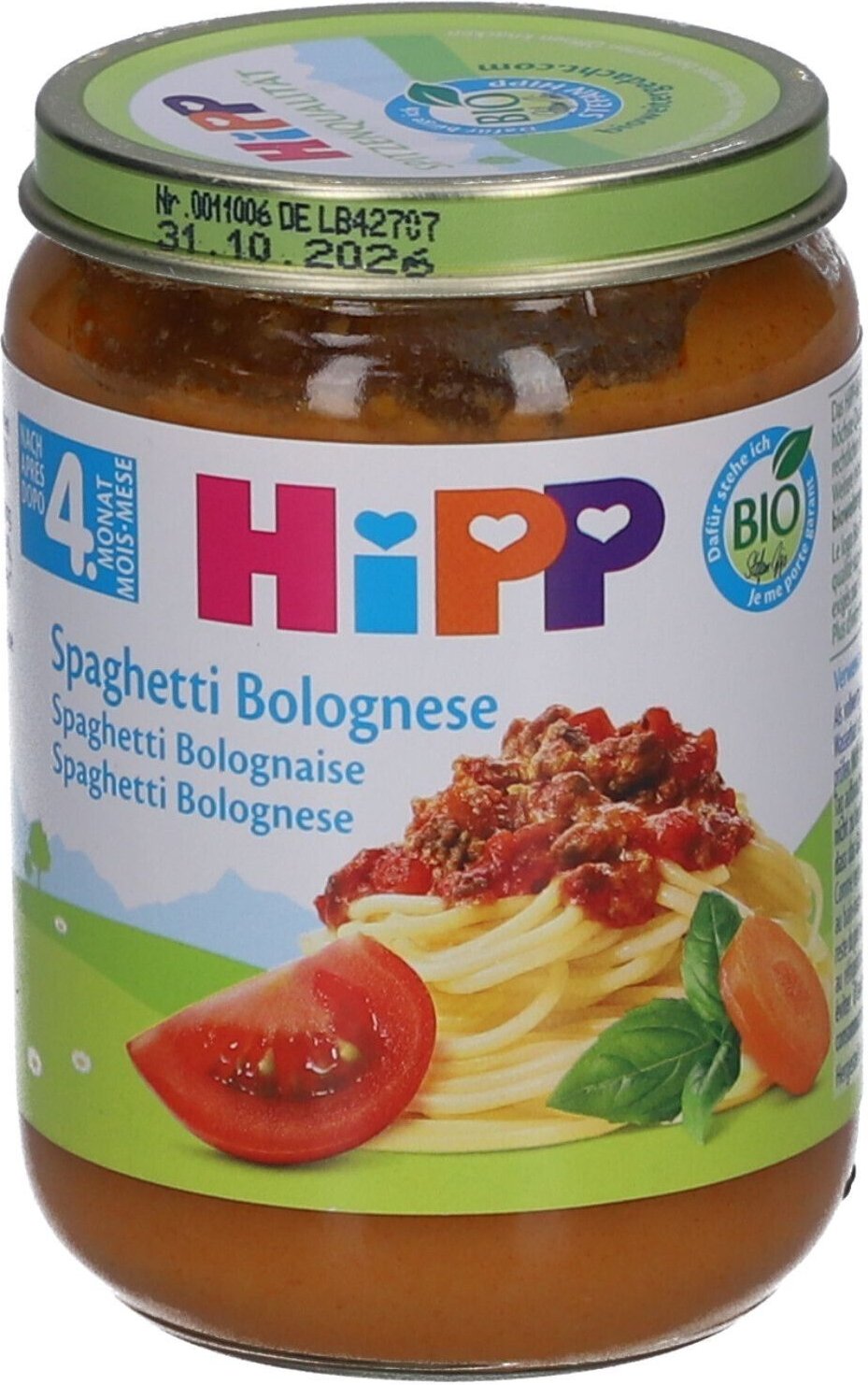 HiPP Spaghetti Bolognese, ab dem 4. Monat x4 4x190 g