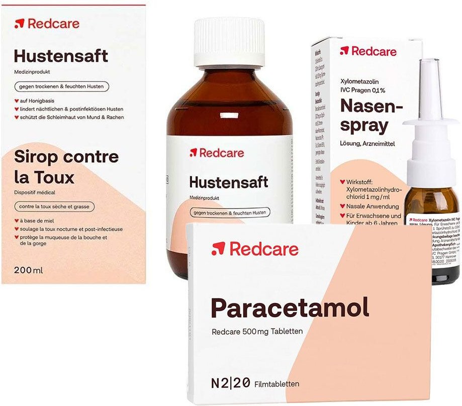 Paracetamol Redcare 500 mg + Xylo 0,1 % Nasenspray Hustensaft 1 St Set