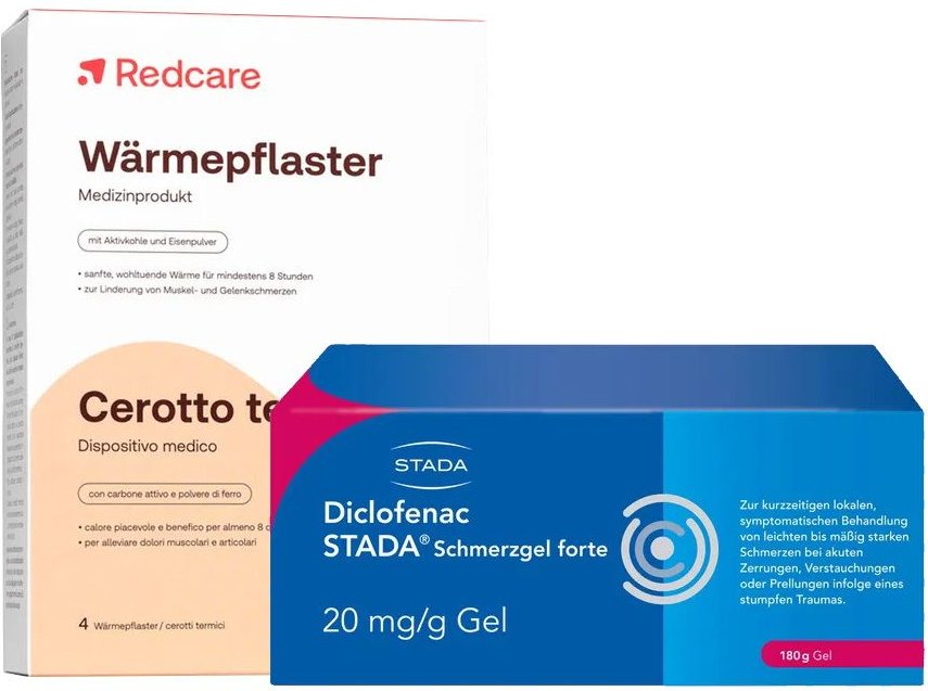 Wärmepflaster RedCare 9,5x13 cm & Diclofenac Stada Schmerzgel forte 20 mg/g 1 St