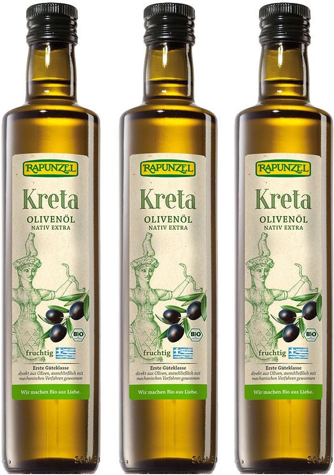 3x Rapunzel Bio Olivenöl Kreta P.g.i., nativ extra 3x500 ml Öl