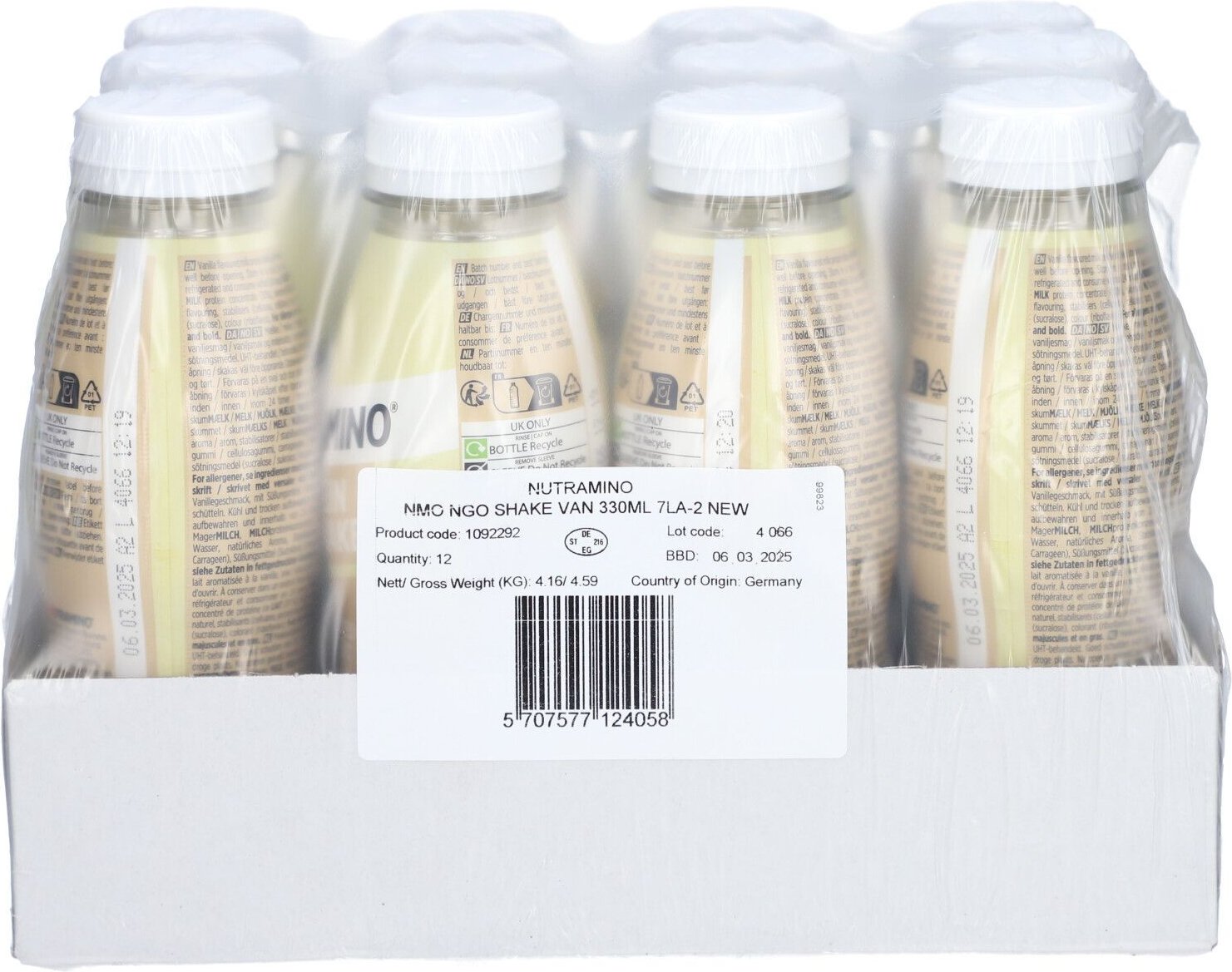 Nutramino Nutra-GO Shake 12x330ML Vanilla 12x330 ml Milch