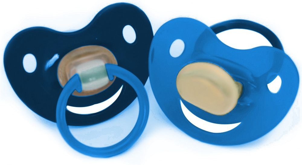 Beruhigungssauger Kirsche Lat.6-18 M.bicol.blau 2 St Sauger