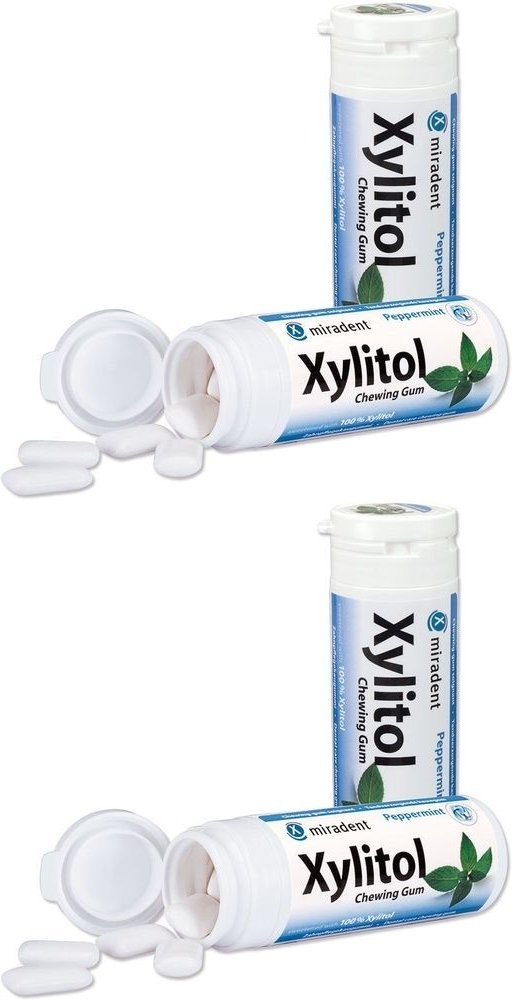 Miradent xYLITOL GUM Minze x2 2x30 St Kaugummi