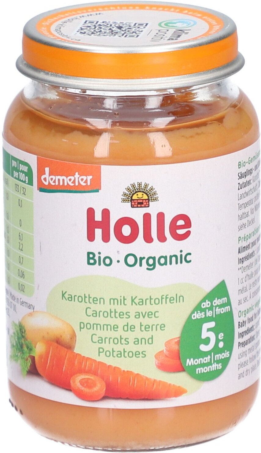 Holle Karotten mit Kartoffeln 190 g Bio Brei