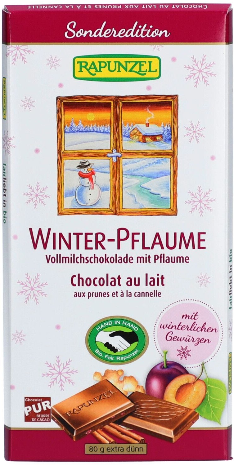 Rapunzel Vollmilch Schokolade Winter-Pflaume Bio 80 g