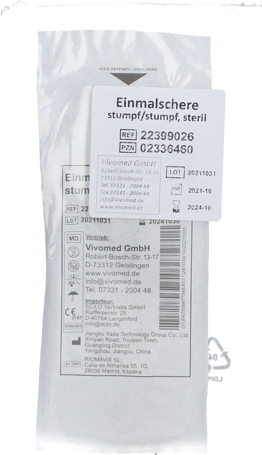 Einmal Verbandschere steril stumpf/stumpf 1 St Schere