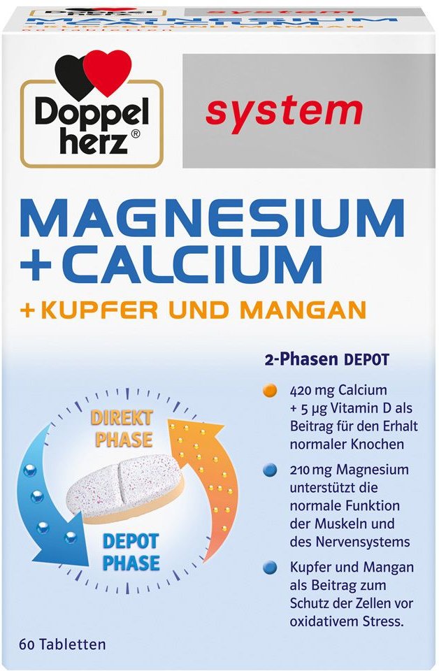 Thumbnail - Doppelherz Magnesium+Calc.+Kupfer+Mangan syst.Tab. 60 St Tabletten