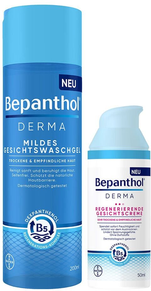 Bepanthol Derma mildes Gesichtswaschgel + regenerierende Gesichtscreme 1 St Set
