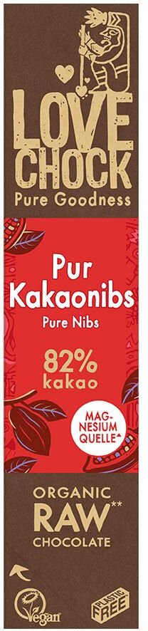 Lovechock Bio rohe Schokolade Bars, Pur-Kakaonibs 40 g