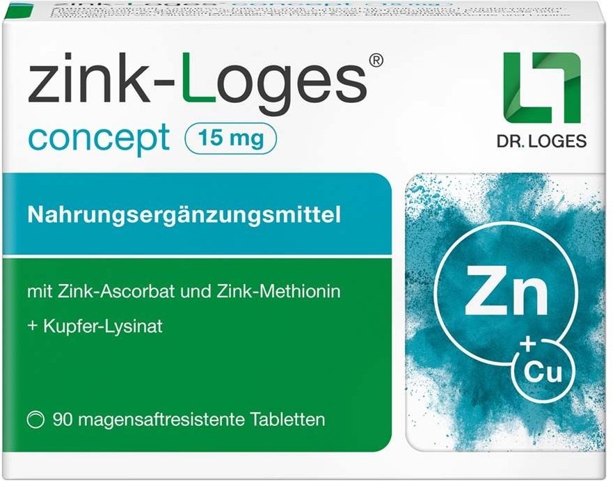 Zink-Loges concept 15 mg magensaftres.Tabletten 90 St Tabletten magensaftresistent