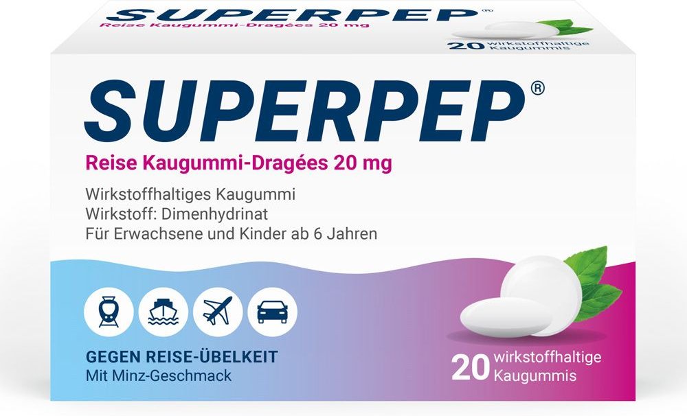 Superpep Reise Kaugummi Dragees 20 mg St