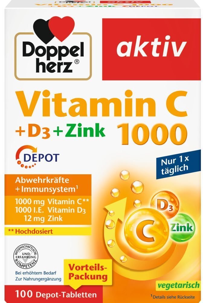 Doppelherz Vitamin C 1000+D3+Zink Depot Tabletten 100 St