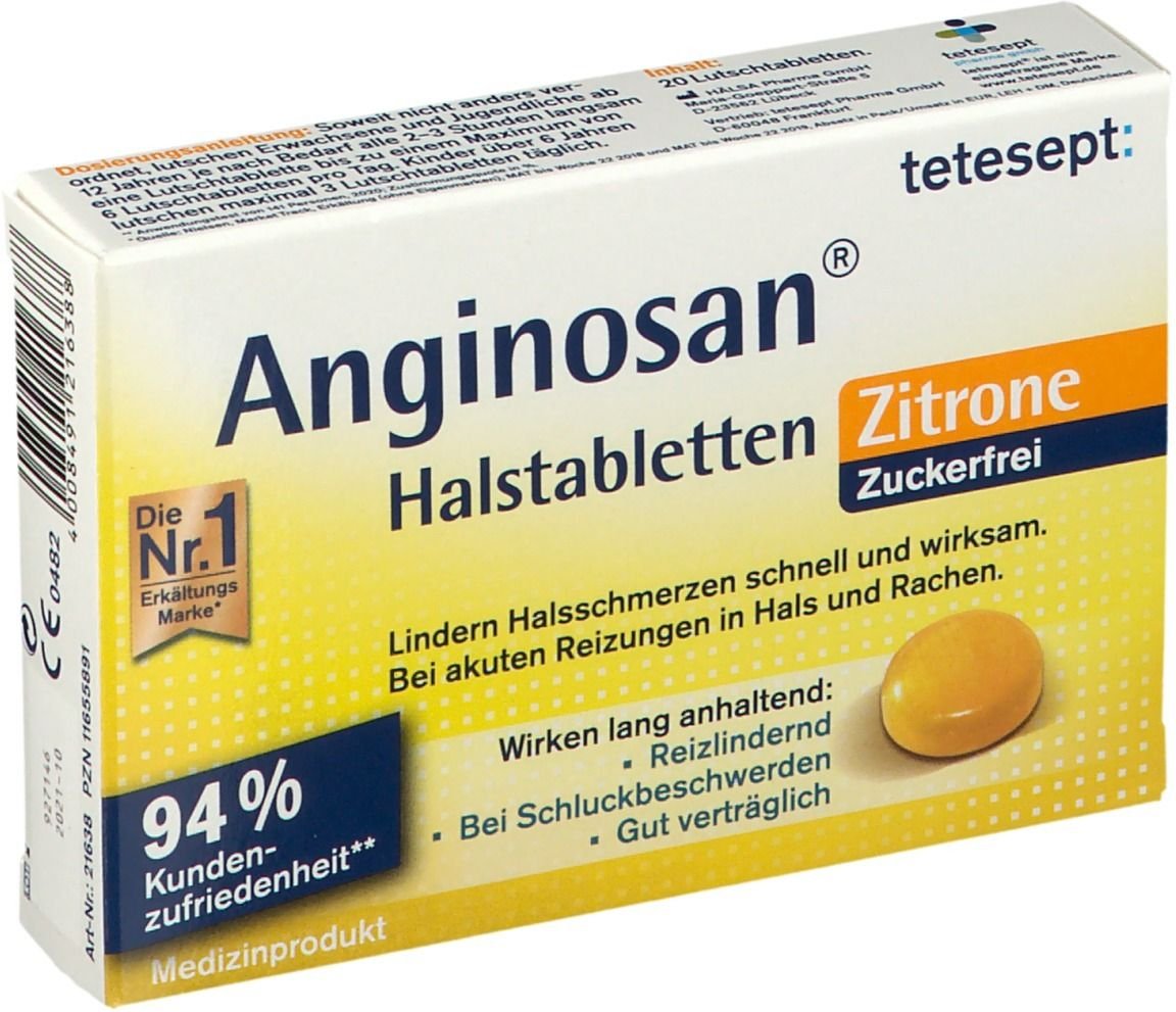 Tetesept Anginosan Halstabletten zuckerfrei Zitro. 20 St Lutschtabletten