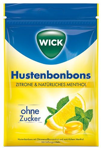Wick Zitrone & nat.Menthol Bonb.o.Zucker Beutel 72 g Bonbons