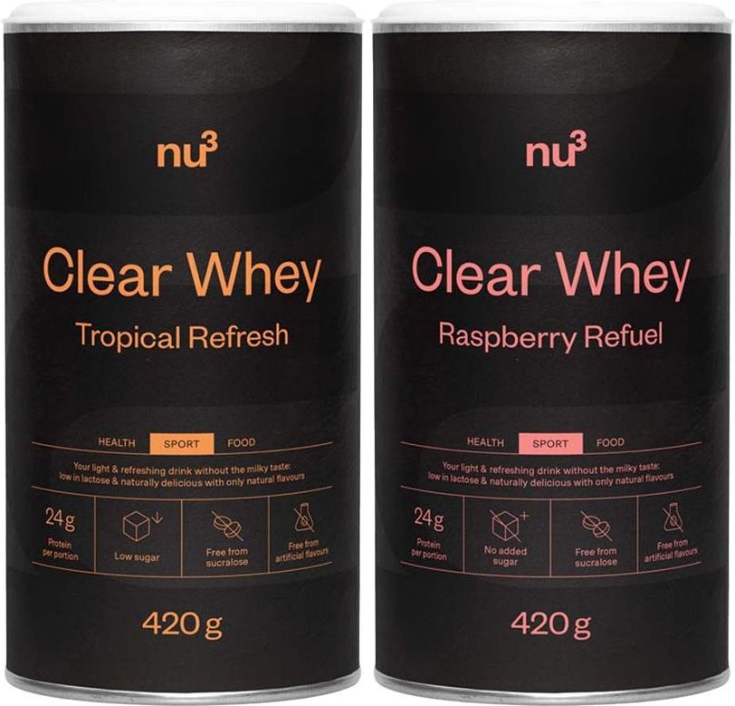 nu3 Clear Whey Tropical + Raspberry 2x420 g Pulver