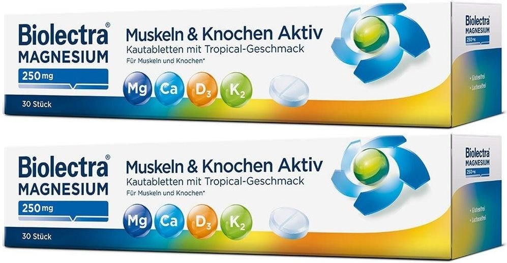 Biolectra Magnesium 250 mg Muskeln & Kno.Aktiv KTA 2x 2x30 St Kautabletten