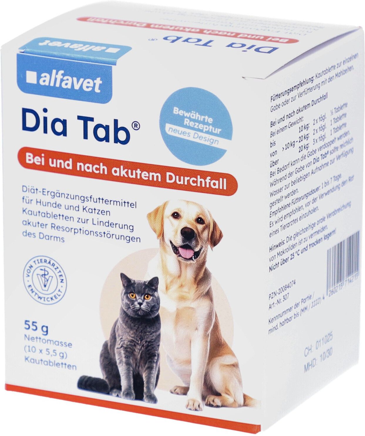 DIA TAB Diät-Erg.Futterm.Kautabletten f.Hund/Katze 10x5,5 g Kautabletten