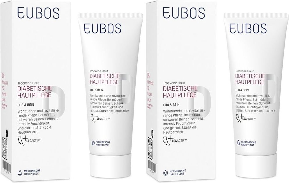 Eubos Diabetische Haut Pflege Fuß+Bein Creme 2x 2x100 ml