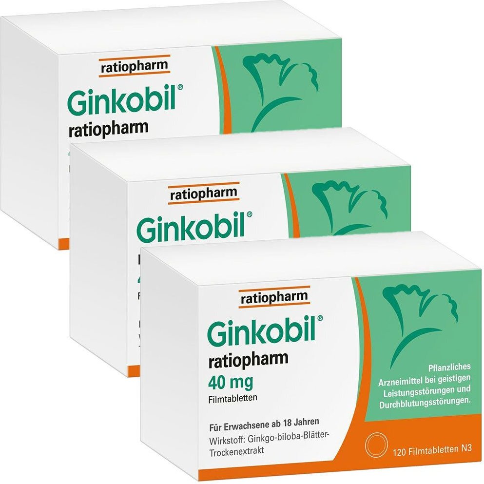 Ginkobil Ratio 40Mg FTA 3er-Pack 3x120 St Filmtabletten