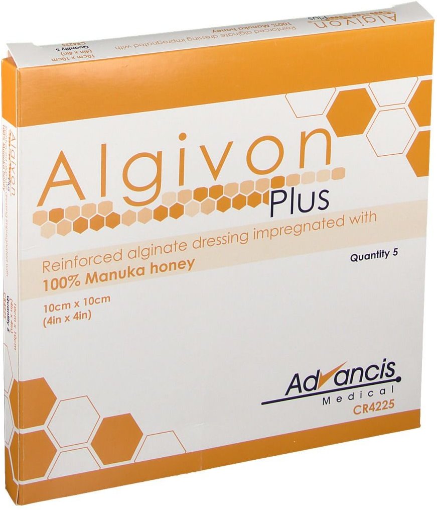 Algivon Plus Honigalginat Wundauflage 10x10 cm 5 St Wundgaze