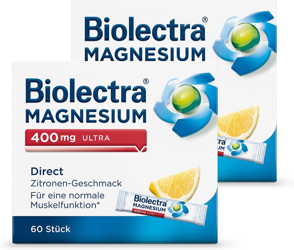 Biolectra Magnesium 400 mg ultra Direct Zitrone Doppelpack 2x60 St Pellets