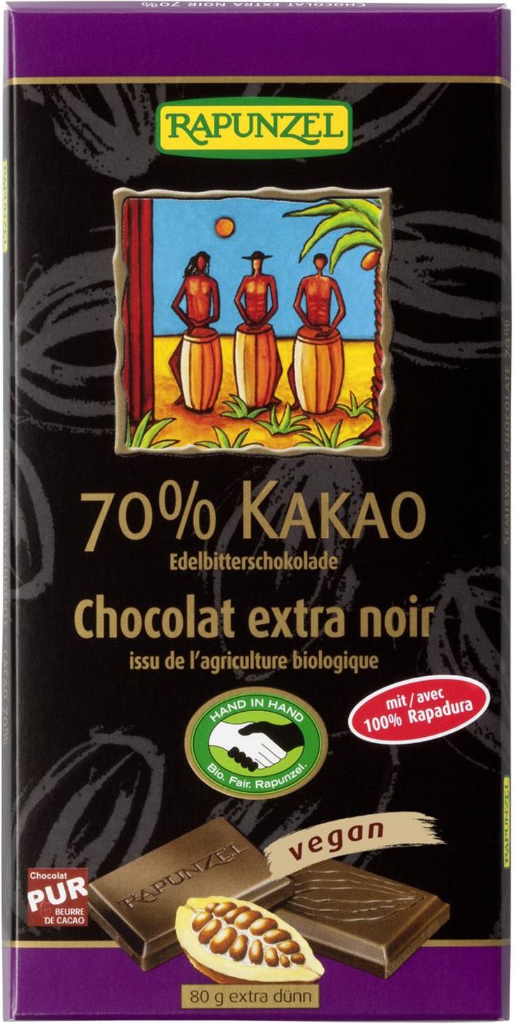 Rapunzel Bio 70 % Kakao Edelbitterschokolade 80 g Schokolade