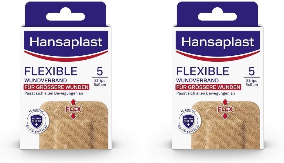 Hansaplast Flexible Wundverband 6x9,5 cm Strips 2x 2x5 St Pflaster