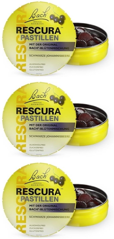 Bachblüten Original Rescura Past.schw.Johannisb. 3x 3x50 g Pastillen