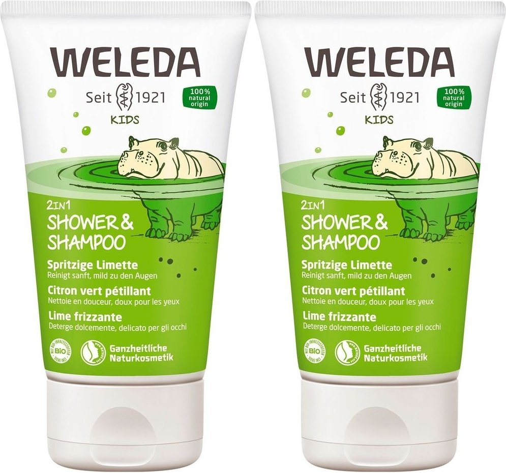 2x Weleda Kids 2in1 Shower & Shampoo spritzig.Limette 2x150 ml Duschgel