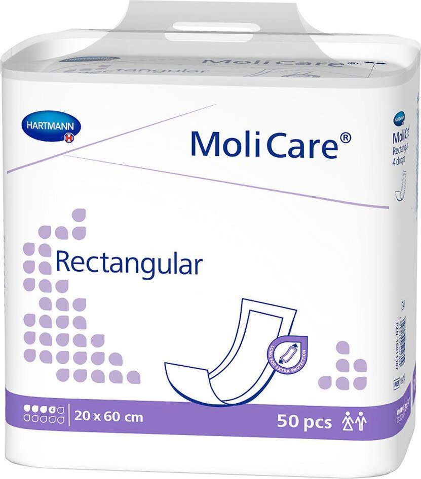 Molicare rectangular 4 Tropfen 20x60 cm 50 St Beutel