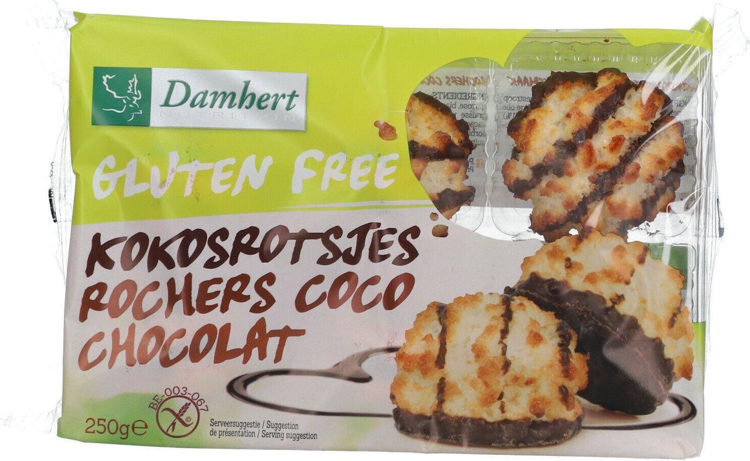 Damhert Glutenvrije Kokosrotsjes Chocolade 250 g Kekse