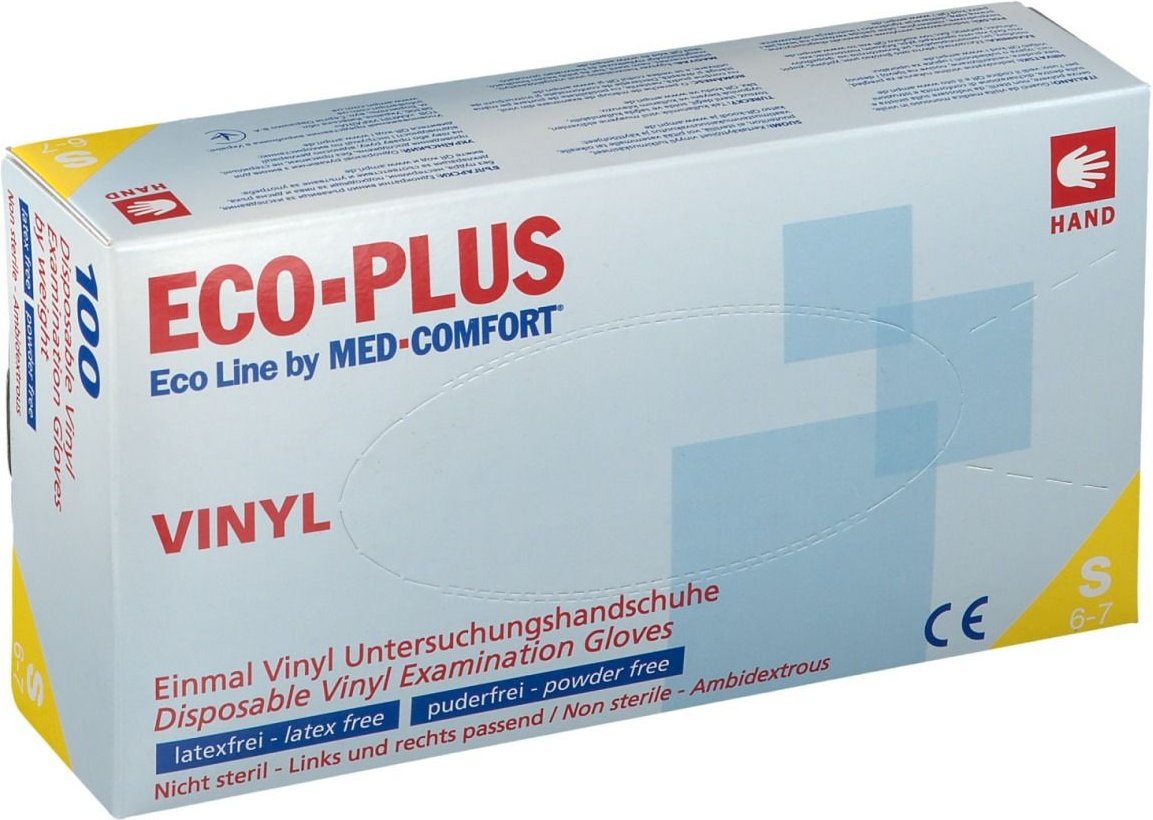 Eco-Plus U.Hands.Vinyl unste.puderfrei S weiß 100 St Handschuhe